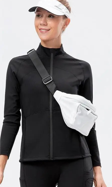 Autumn Winter Fleece Lined Nylon Yoga Clothes Fitness Jacket Women Zipper Stretch Running Sport Long Sleeve