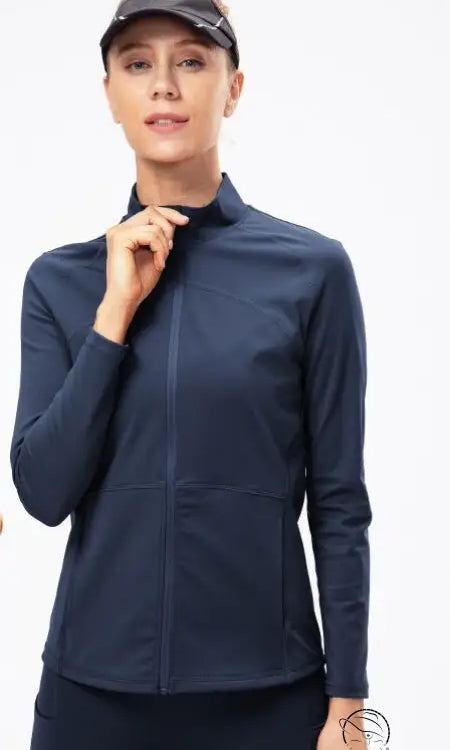 Autumn Winter Fleece Lined Nylon Yoga Clothes Fitness Jacket Women Zipper Stretch Running Sport Long Sleeve