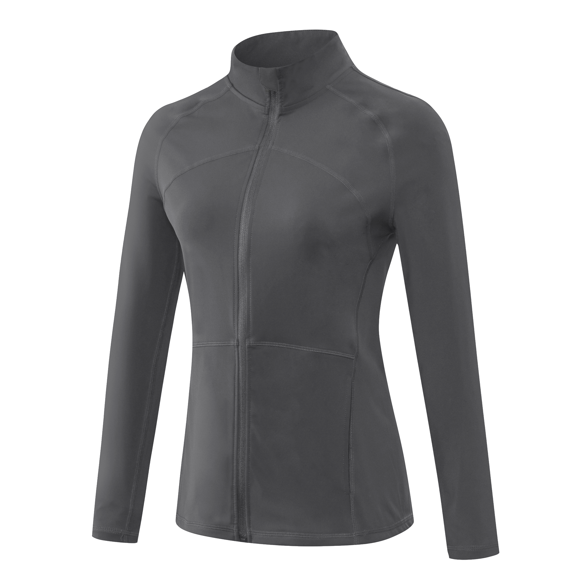 Autumn Winter Fleece Lined Nylon Yoga Clothes Fitness Jacket Women Zipper Stretch Running Sport Long Sleeve