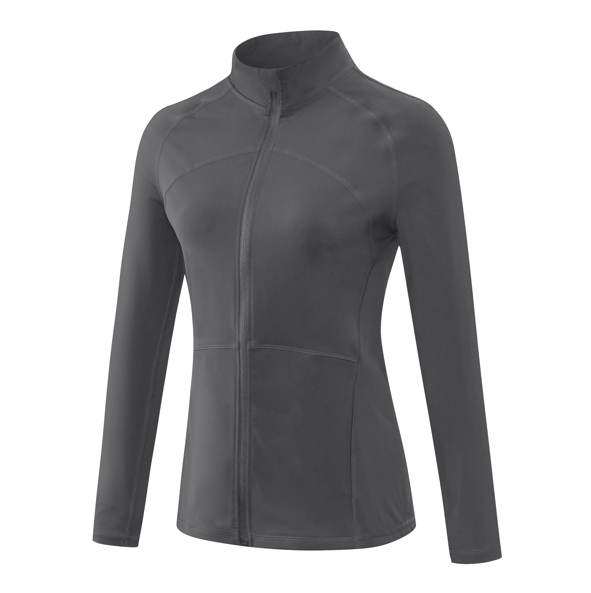 Autumn Winter Fleece Lined Nylon Yoga Clothes Fitness Jacket Women Zipper Stretch Running Sport Long Sleeve