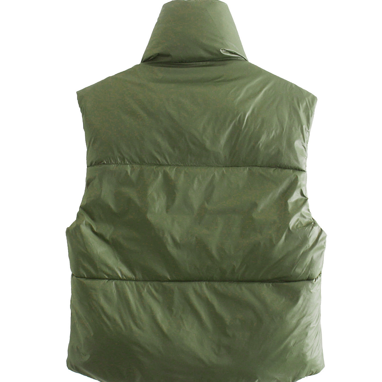 Olive green street double sided cotton padded vest for versatile layered style