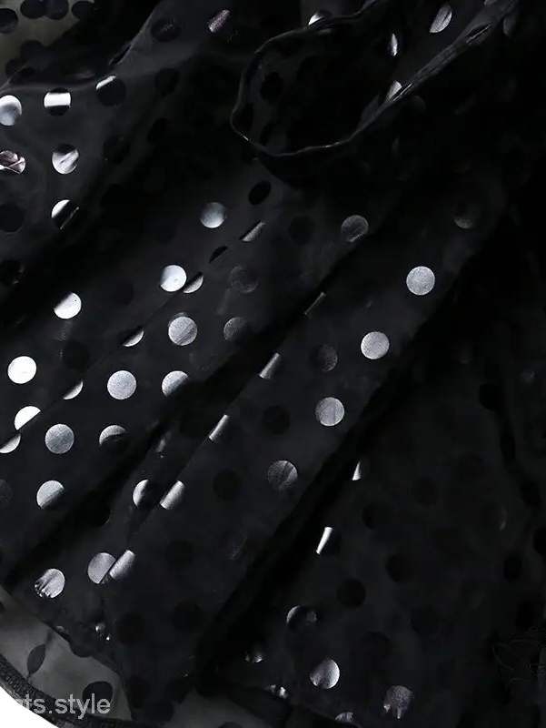 Black polka dot organza blouse lining for sexy sling dress