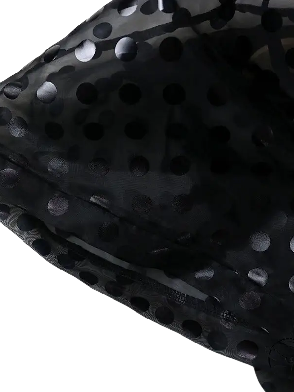 Black polka dot sheer fabric in See Through Organza Dress