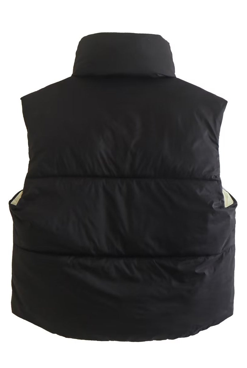 Black puffer vest from Street Double Sided Cotton Padded Vest collection