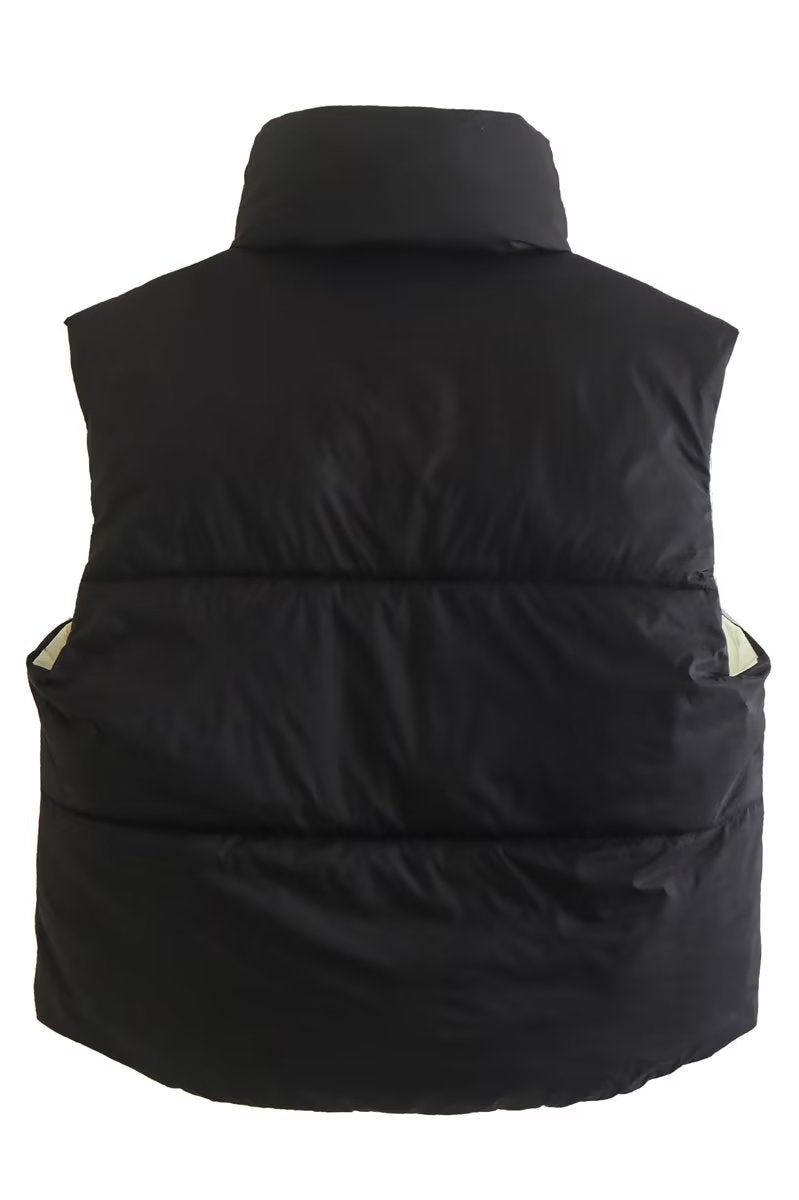 Black puffer vest from Street Double Sided Cotton Padded Vest collection