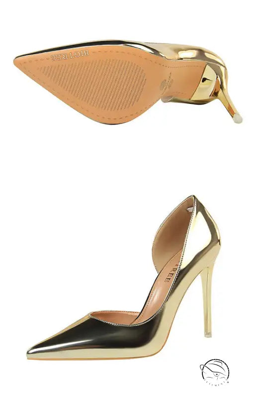 Simple stiletto heel in gold and black metallic finish