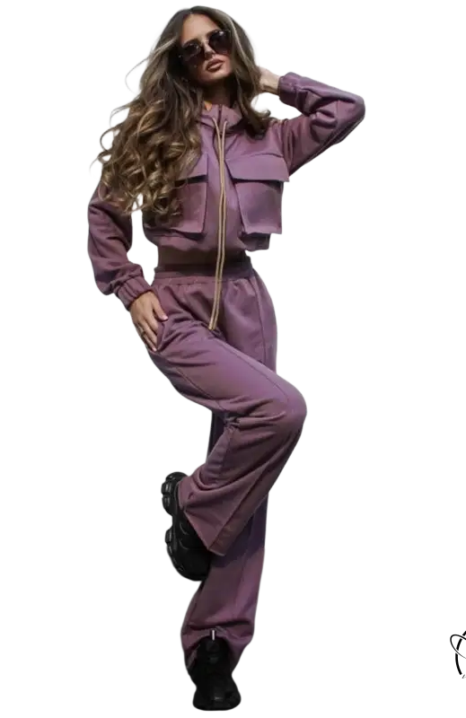 Mauve elegant vetements suit with long sleeve top and casual trousers