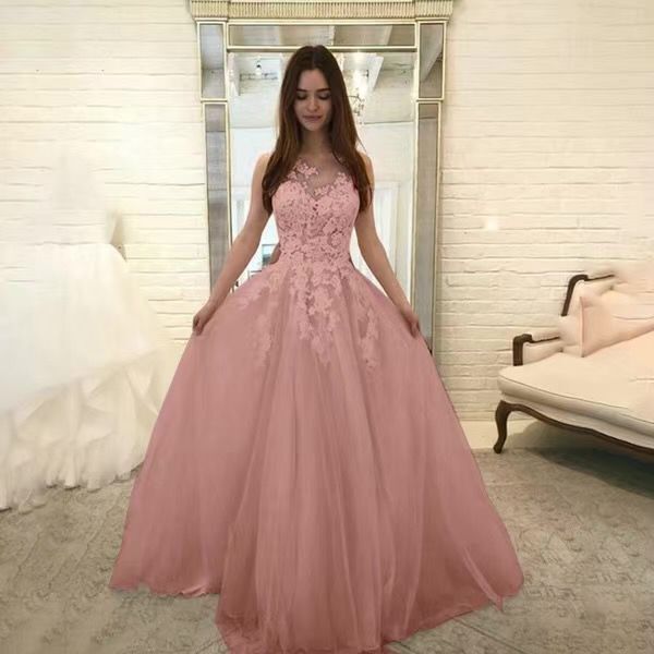 Pink formal gown with floral lace from Elegant Lace Dress, perfect for modern fashion