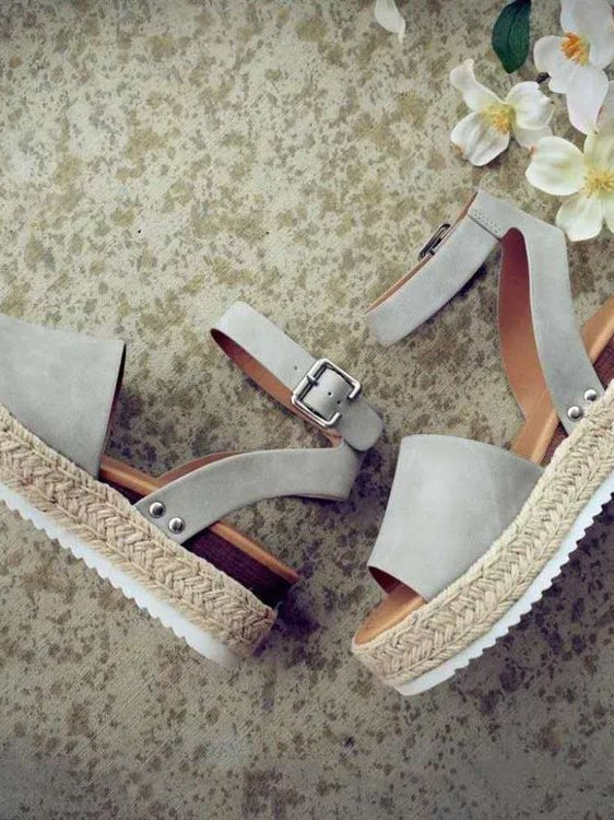 Sandals with Buckle Platform Wedge High Heel