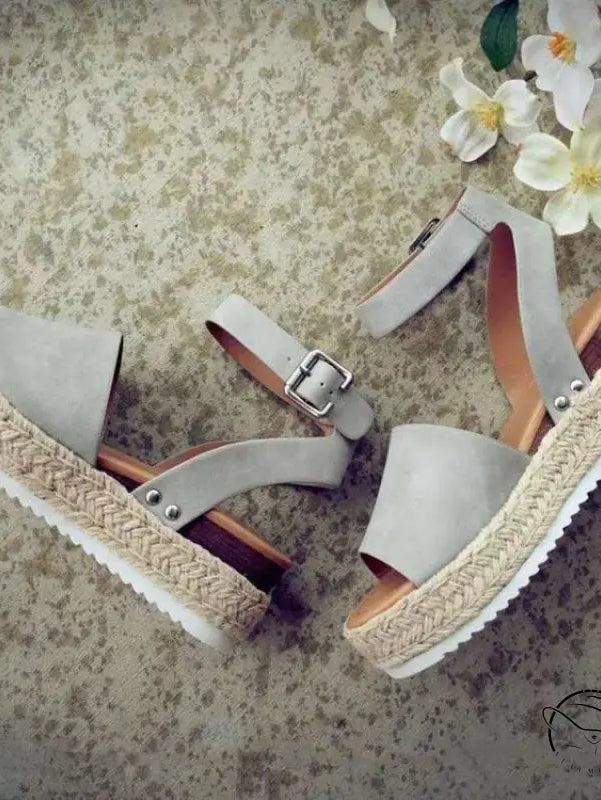 Sandals with Buckle Platform Wedge High Heel