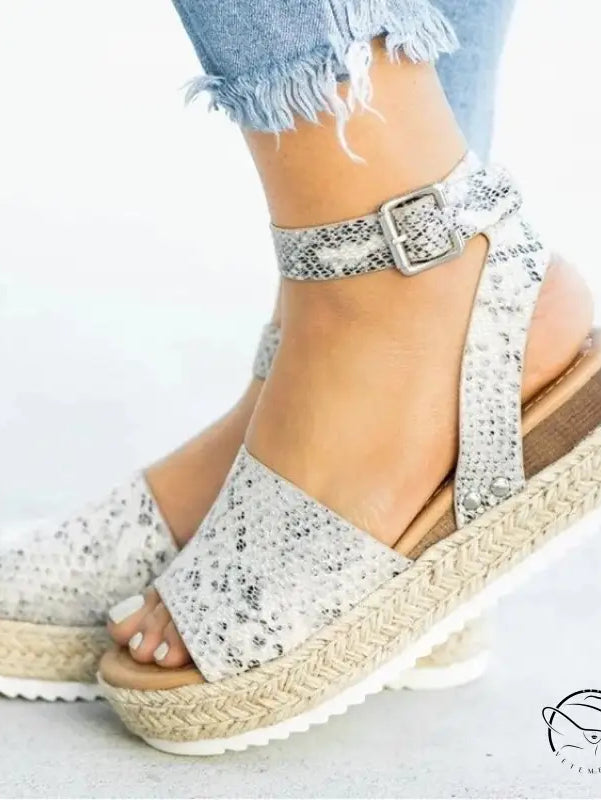 Sandals with Buckle Platform Wedge High Heel