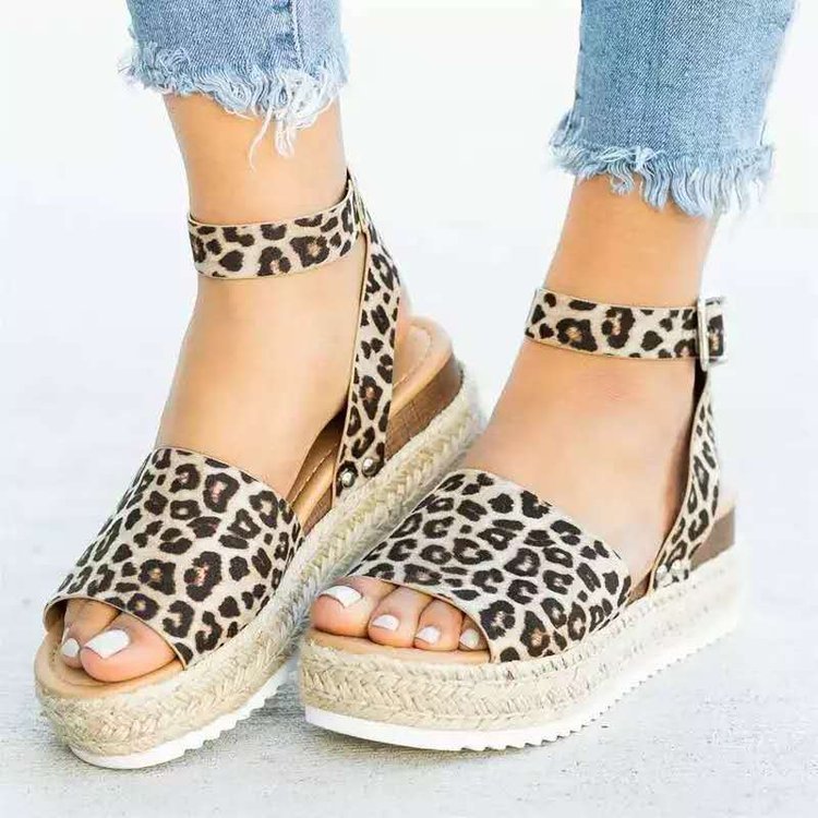 Sandals with Buckle Platform Wedge High Heel
