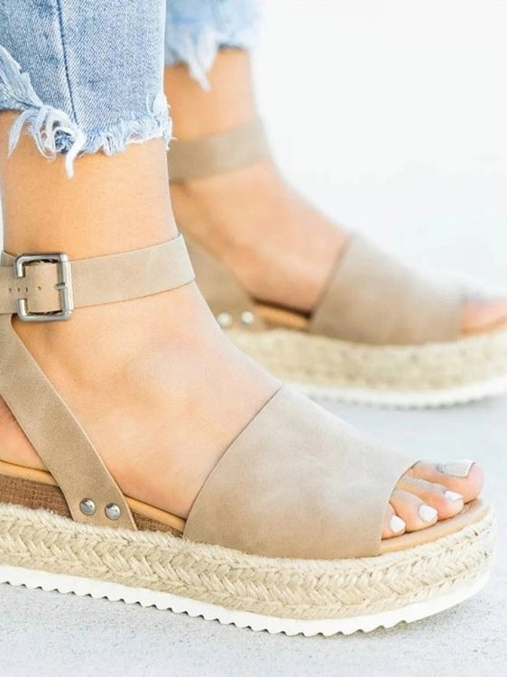 Sandals with Buckle Platform Wedge High Heel