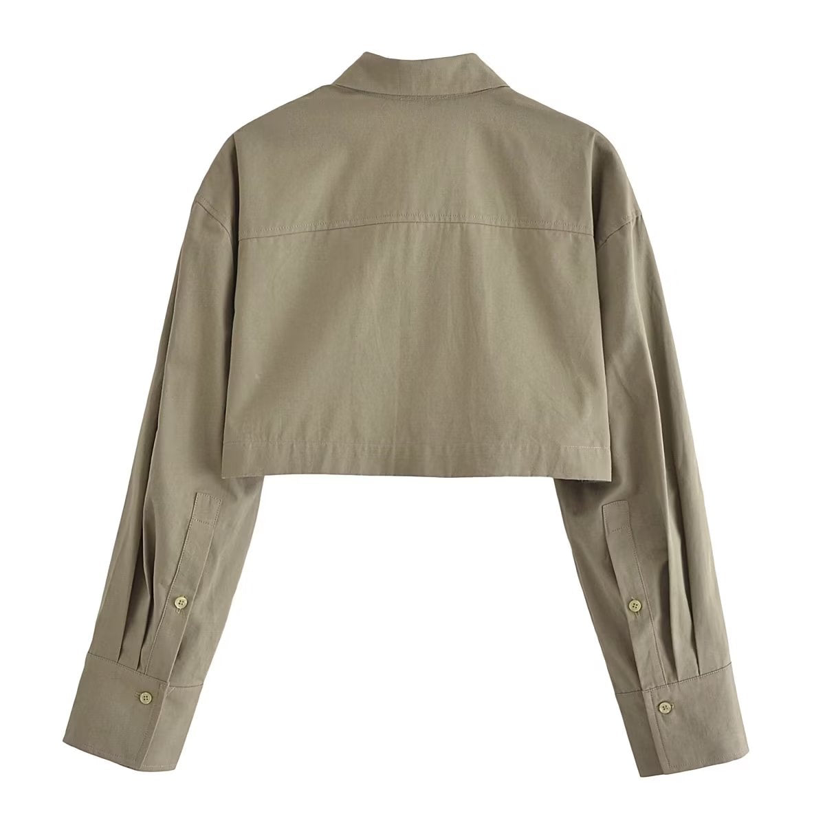 Khaki cropped utility jacket in Langry fashion ملابس