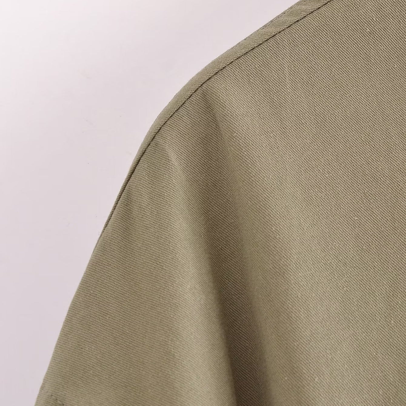 Langry olive green canvas loose windbreaker jacket with pocket detail