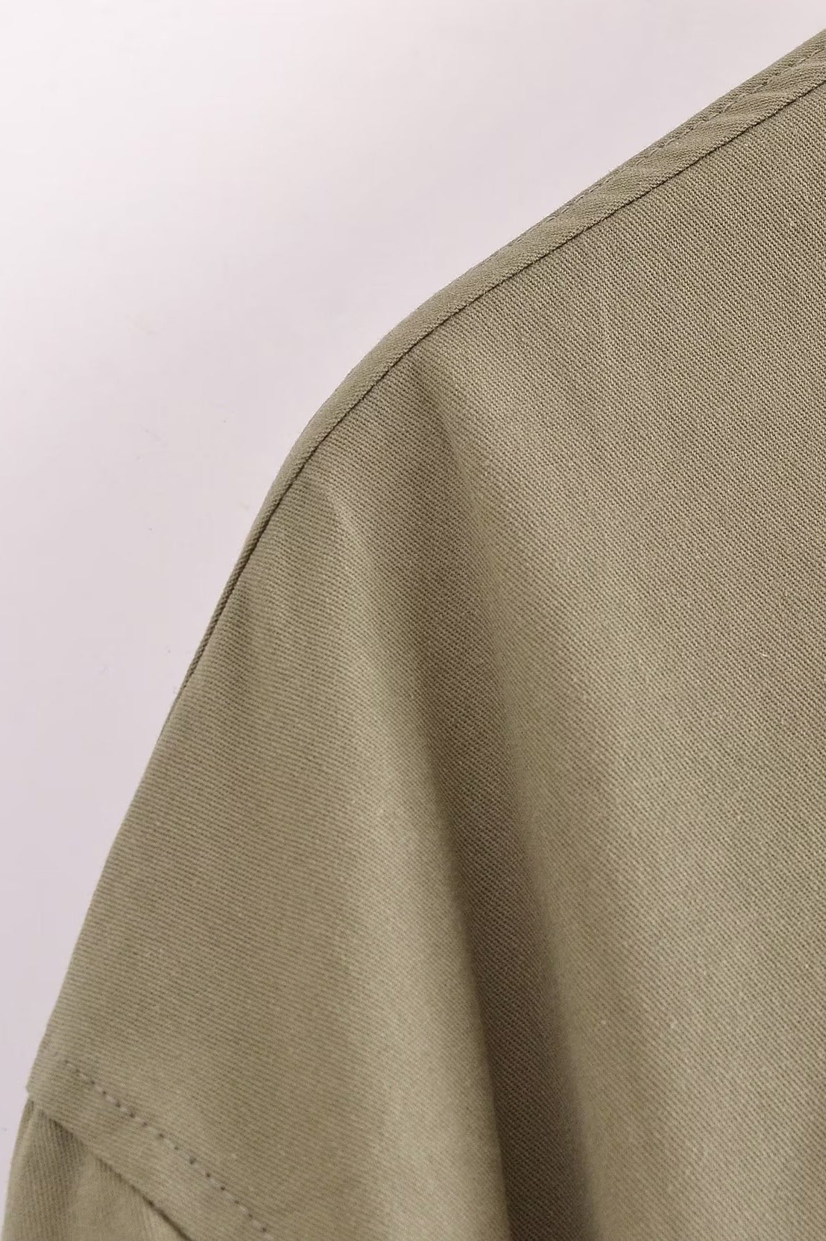 Langry olive green canvas loose windbreaker jacket with pocket detail