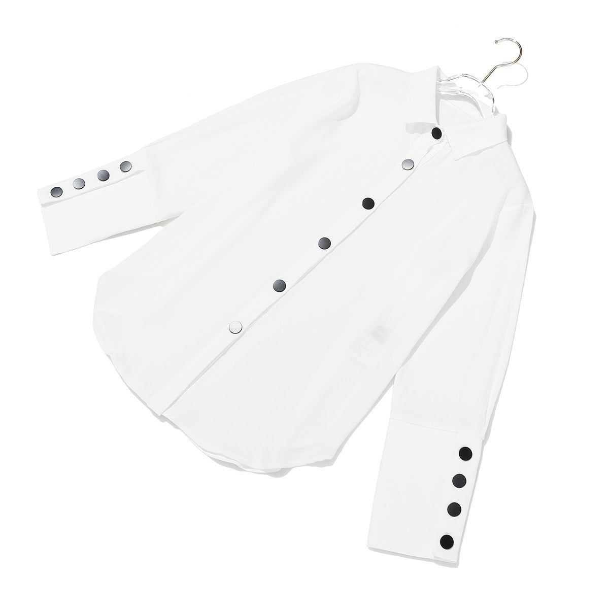 Elegant lace white long-sleeved shirt with black buttons for vest two piece suit