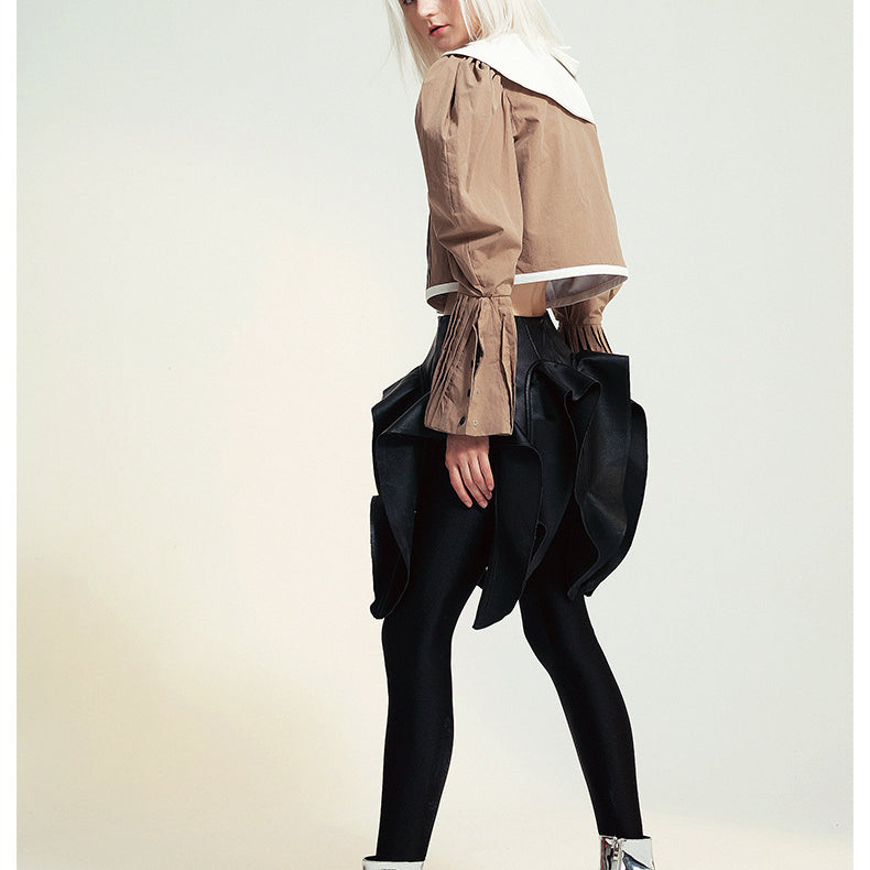 Stylish woman wearing French Design Short Shirt Jacket showcasing trendy ملابس and fashion