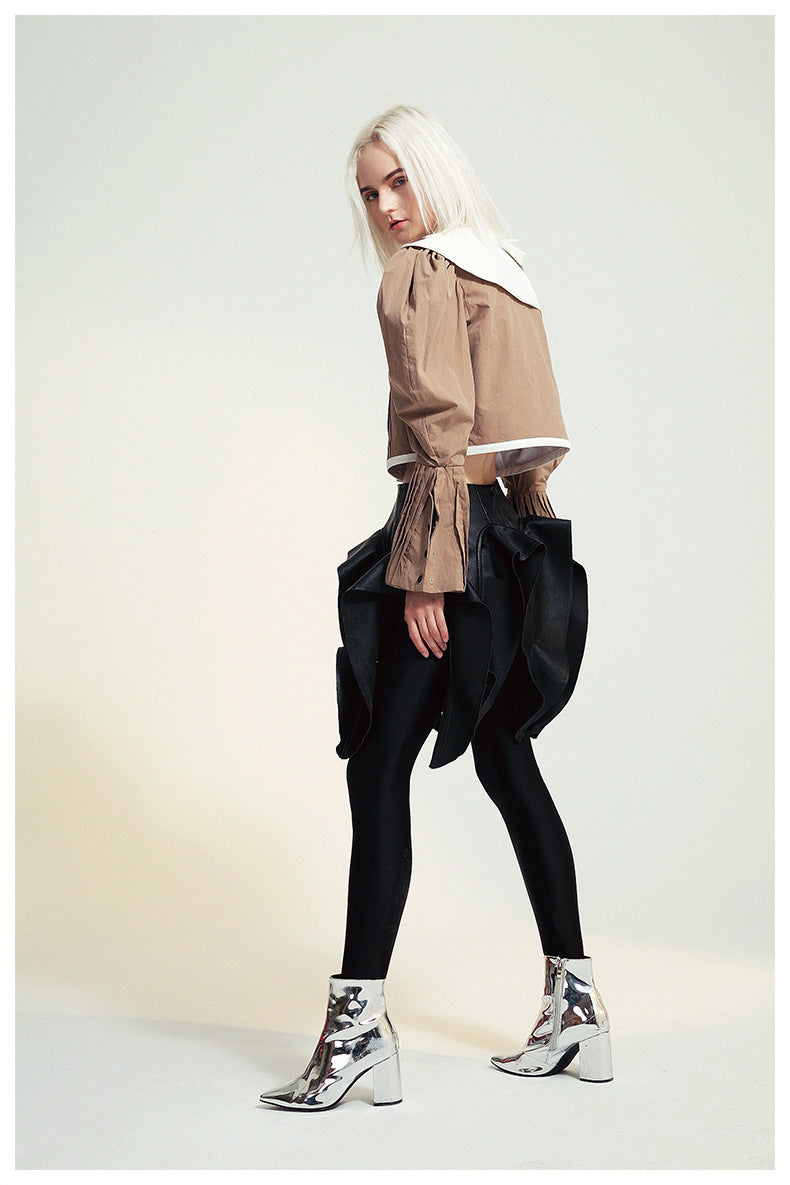 Stylish woman wearing French Design Short Shirt Jacket showcasing trendy ملابس and fashion