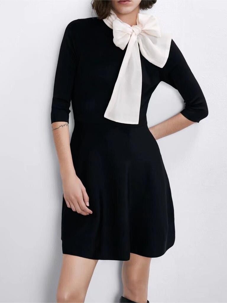 Bowknot Decorative Stitching Dress