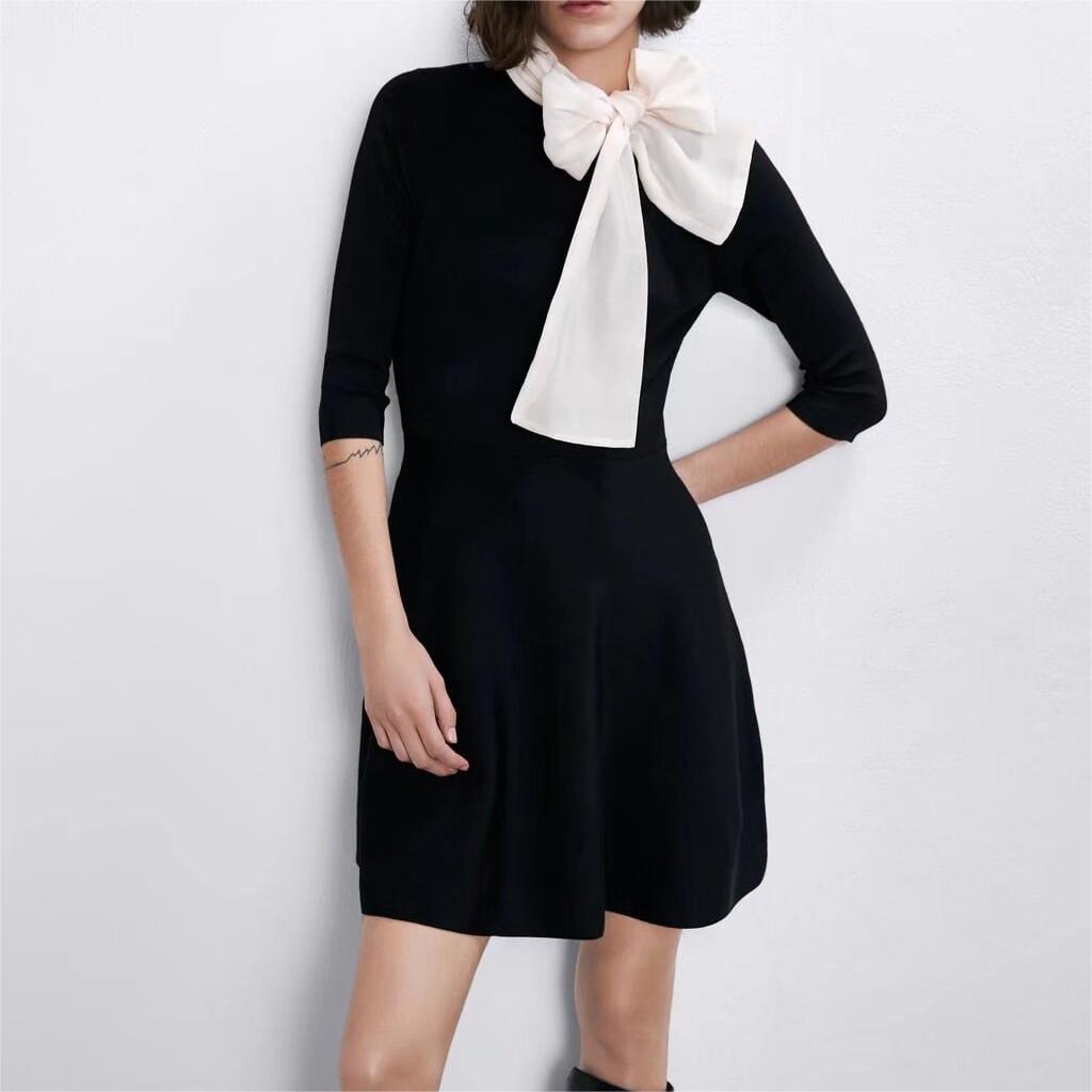 Bowknot Decorative Stitching Dress