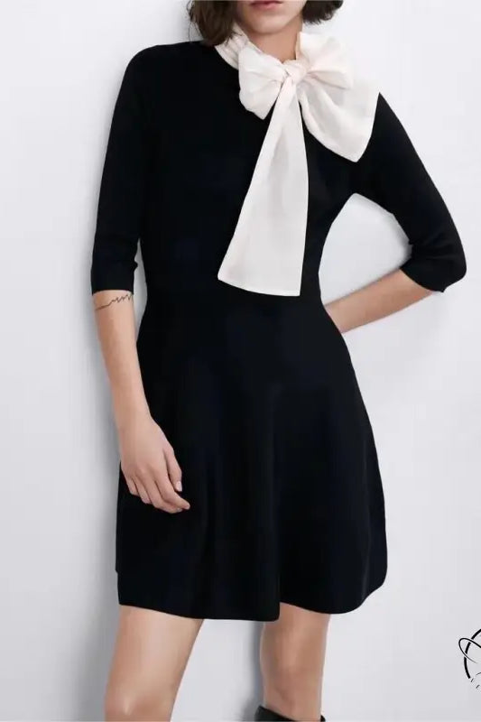 Bowknot Decorative Stitching Dress