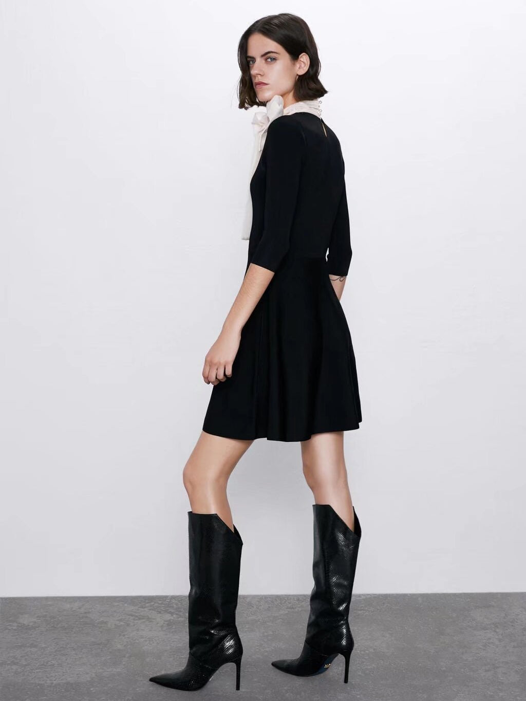 Bowknot Decorative Stitching Dress