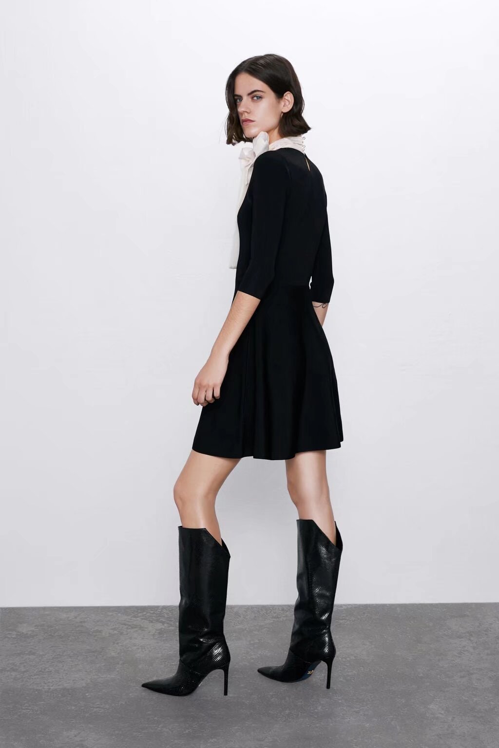 Bowknot Decorative Stitching Dress