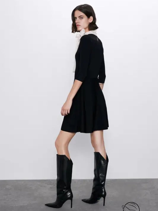 Bowknot Decorative Stitching Dress