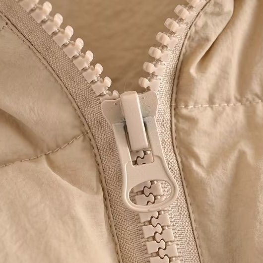 Langry fashion cream zipper with white teeth in casual cotton vest