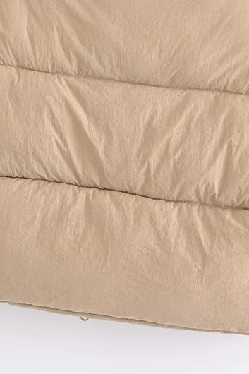 Beige ruffled langry fashion jacket vest with quilted comforter pattern