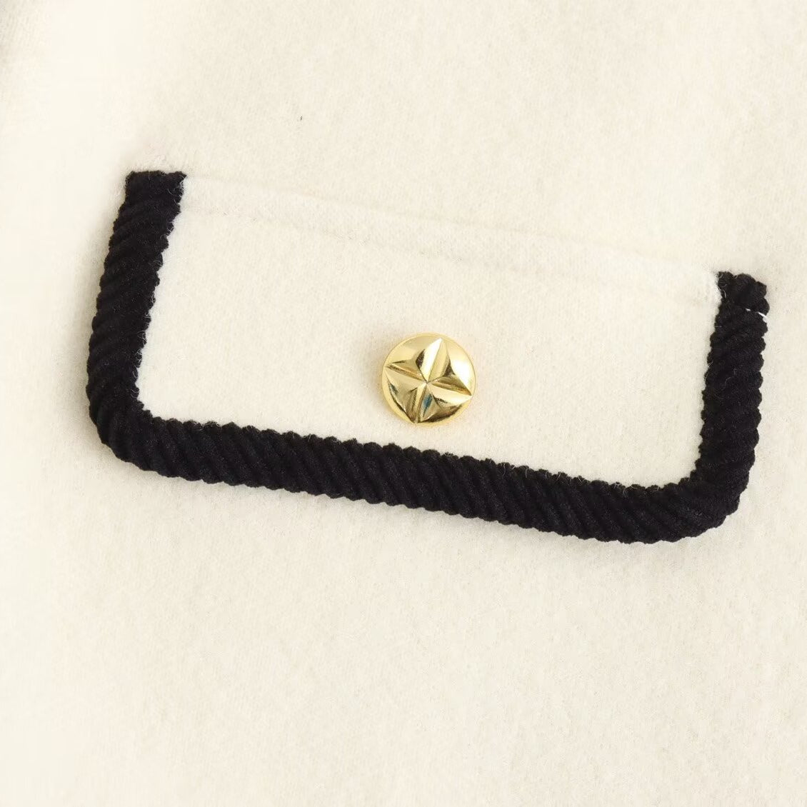 Langry fashion gold star stud earring with black cord on velvet coat