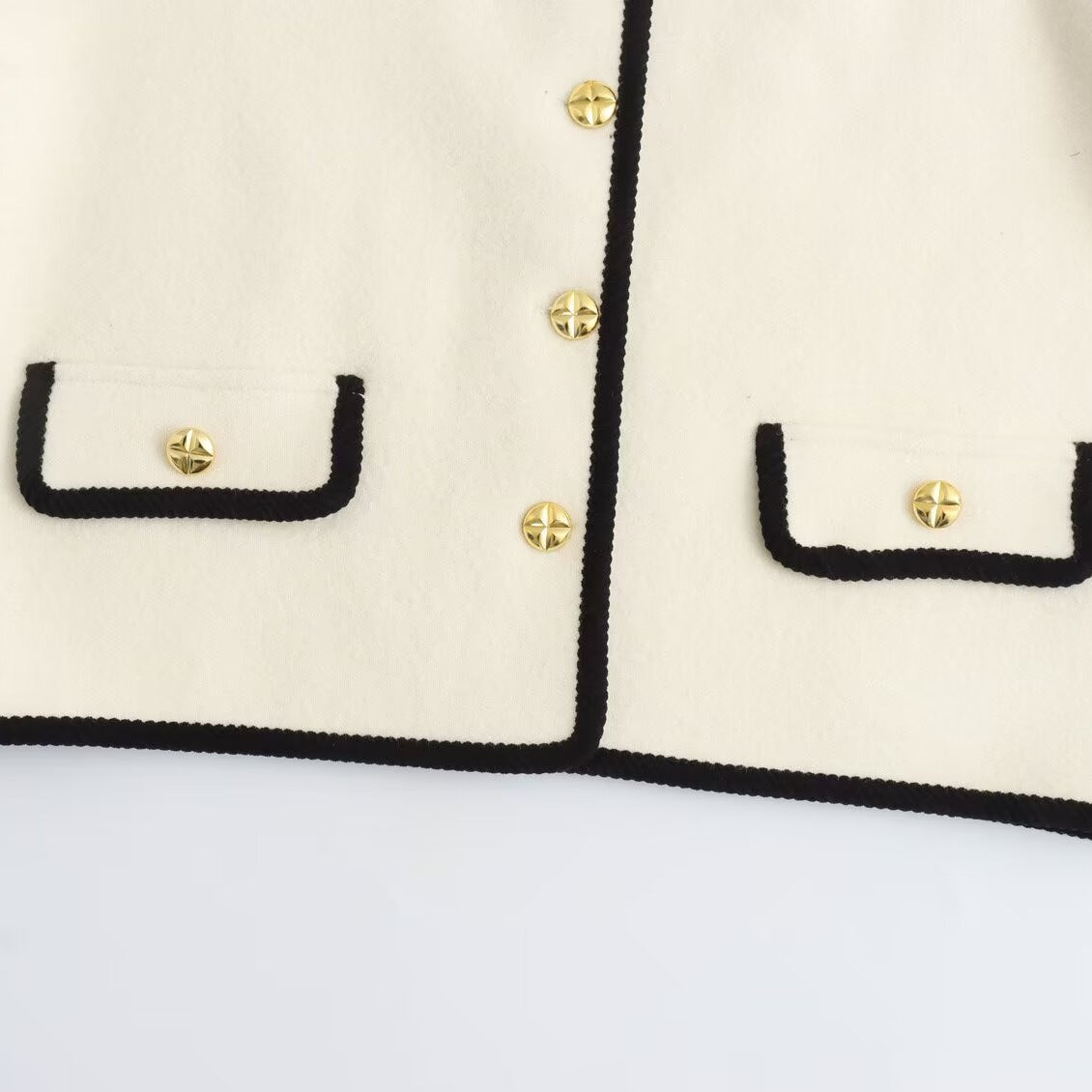 Langry cream and black velvet knitted cardigan with gold buttons