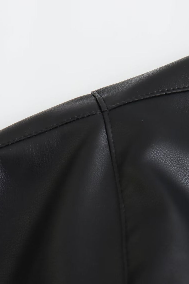 Langry faux leather Spring Street drawstring jacket with stitching detail