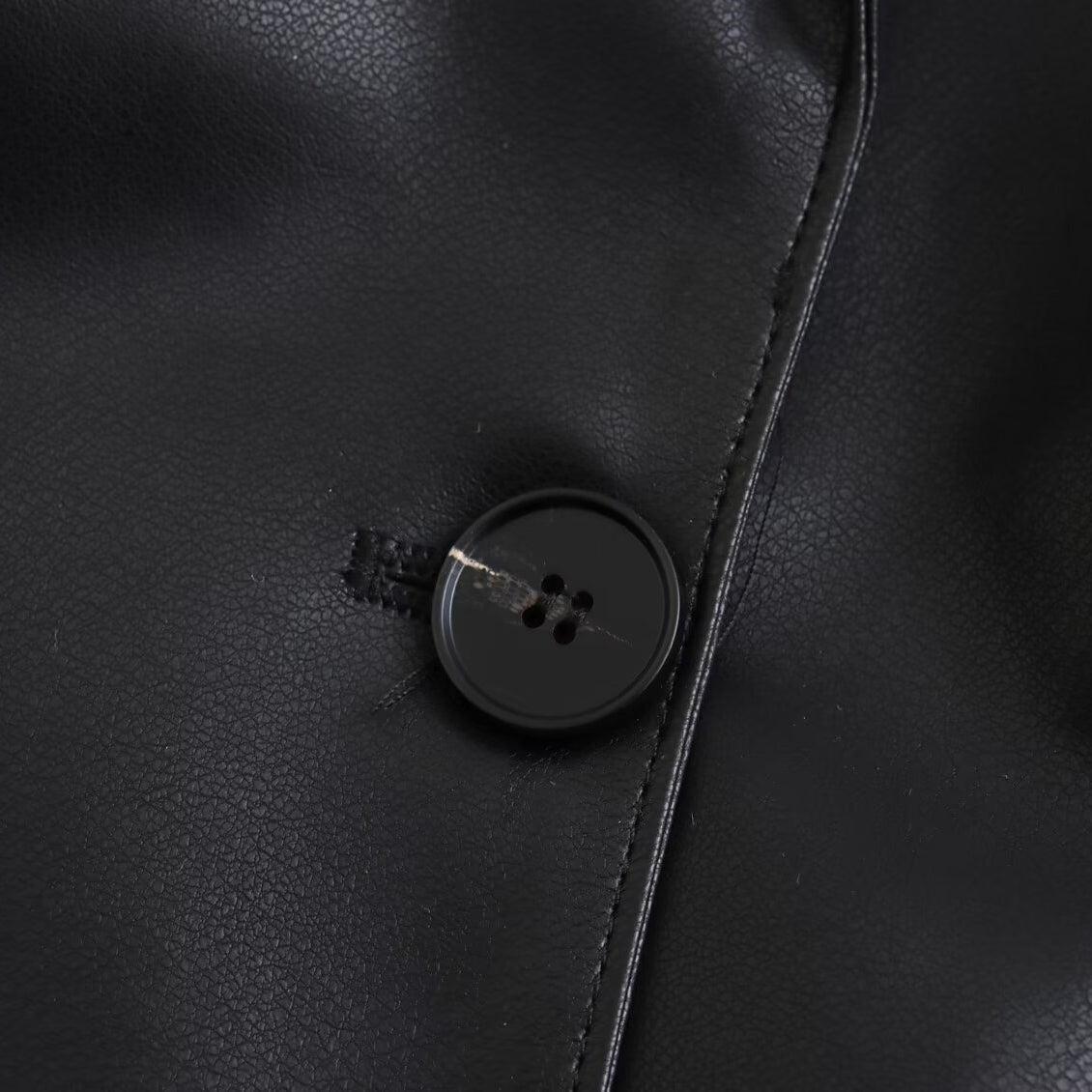 Langry Spring Street faux leather drawstring jacket with button closure and stitching details