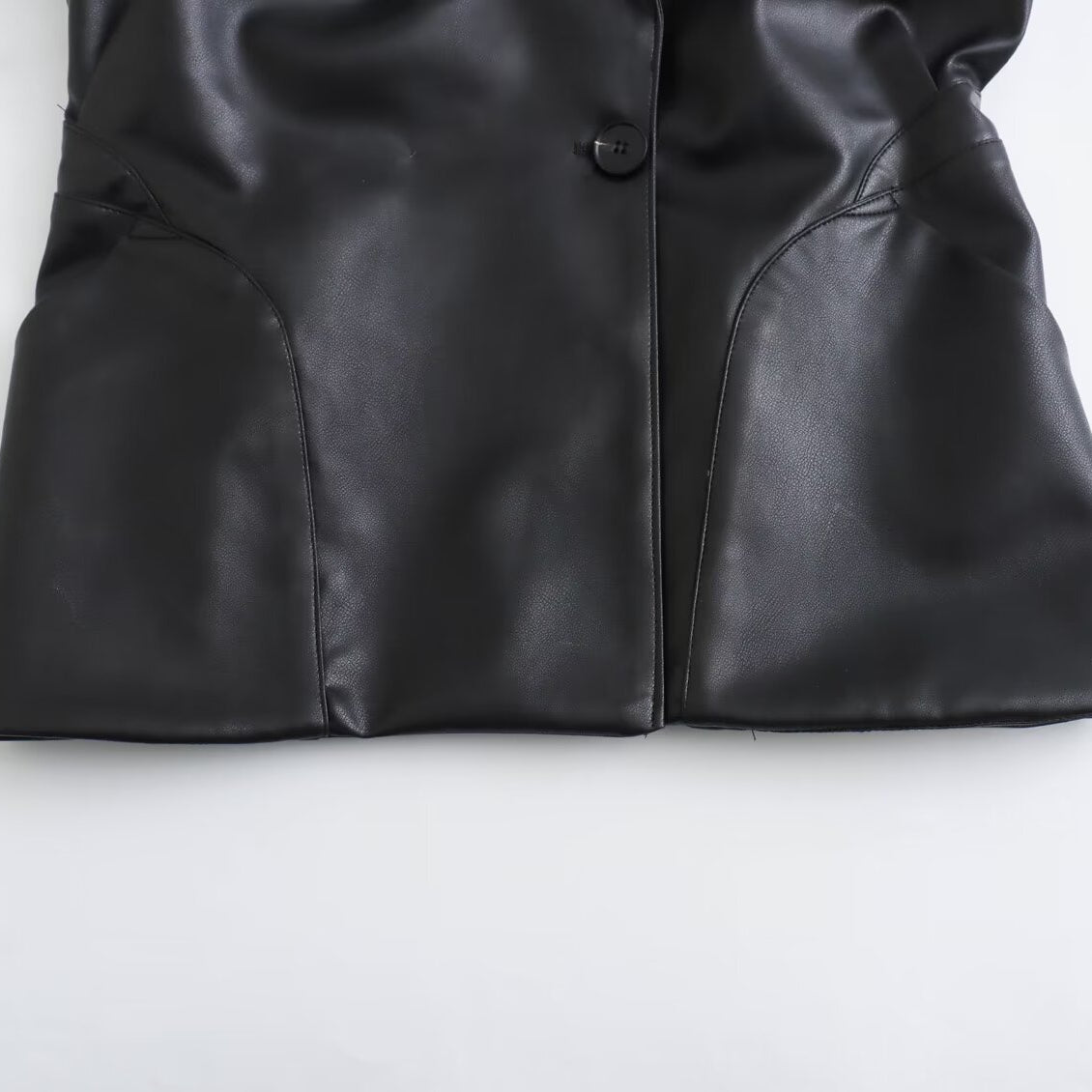 Langry faux leather fashion jacket with button closure and flared sleeves