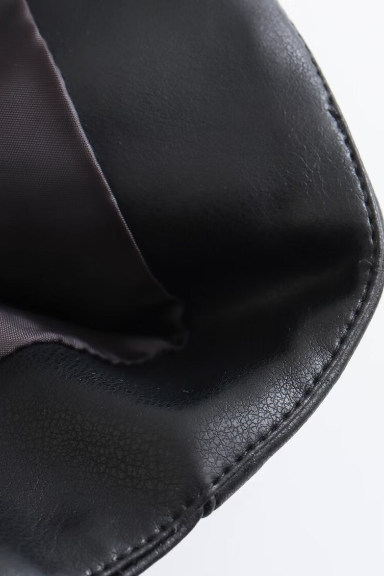 Langry faux leather Spring Street drawstring jacket with silver stitching