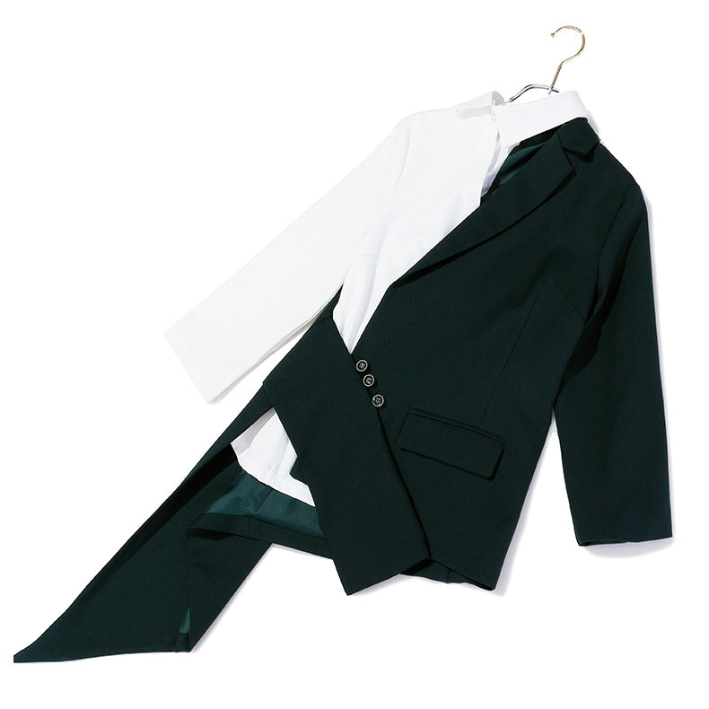 Asymmetrical green and white blazer from Modern Personality enhances modern fashion ملابس