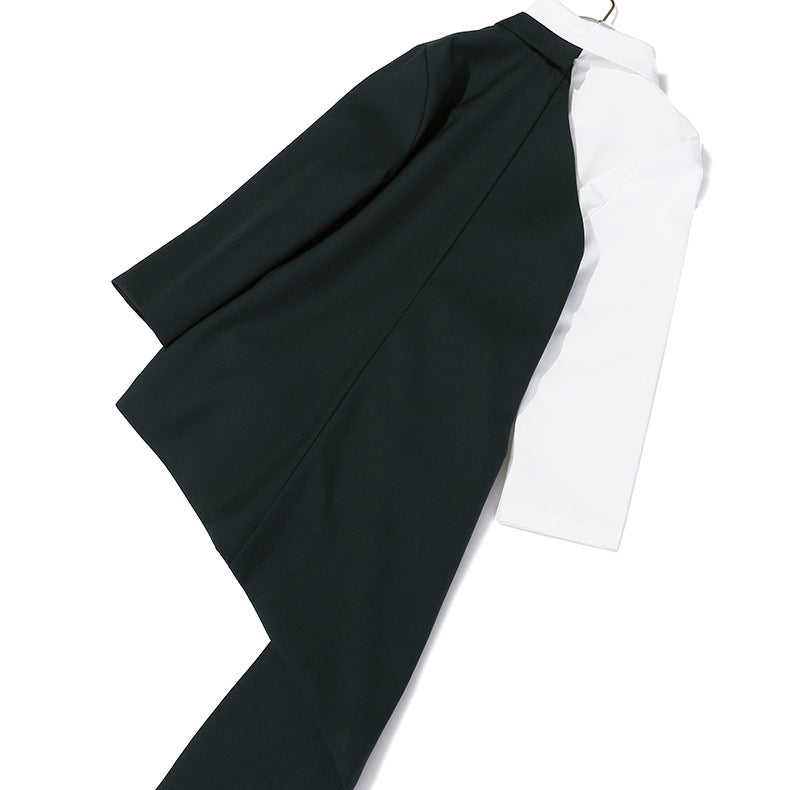 Black and white asymmetrical blazer on a hanger for modern fashion, ملابس by Langry