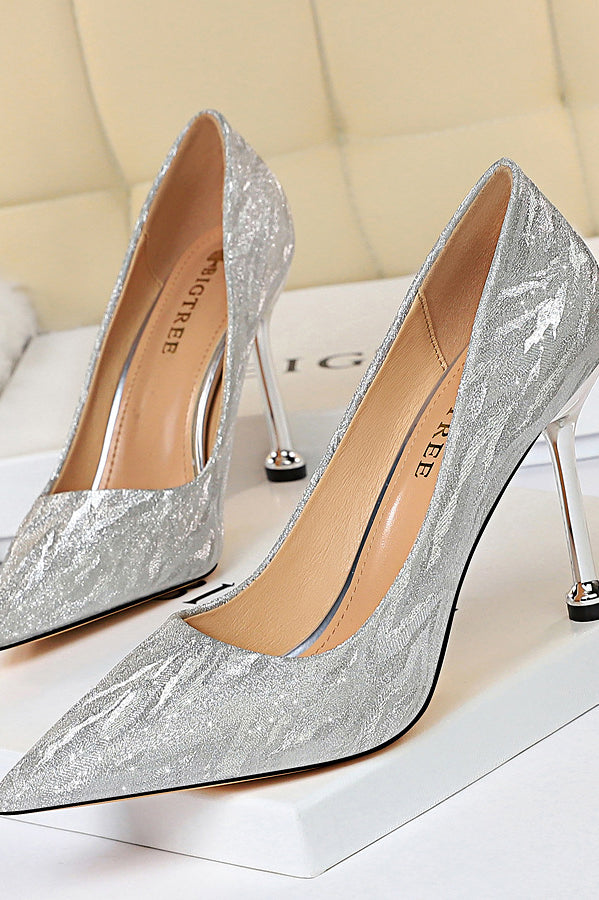 All Matching High Heel Low Cut Pointed Toe Shoes