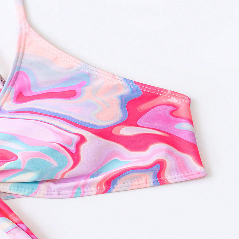 Swimsuit Lace Printing Bikini Beach Three Piece Women