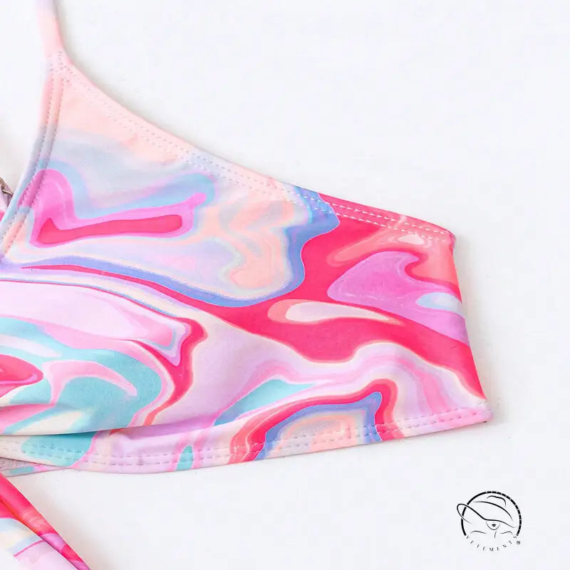 Swimsuit Lace Printing Bikini Beach Three Piece Women