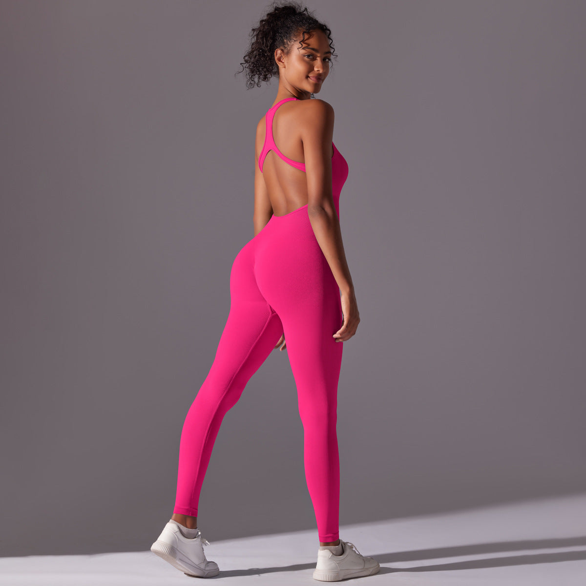 Spring Gym Seamless Shaping Yoga Jumpsuit Integrated Belly Contracting Close Fitting Sports Back one Piece