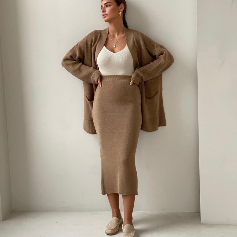 Loose Knitwear Skirt Sets