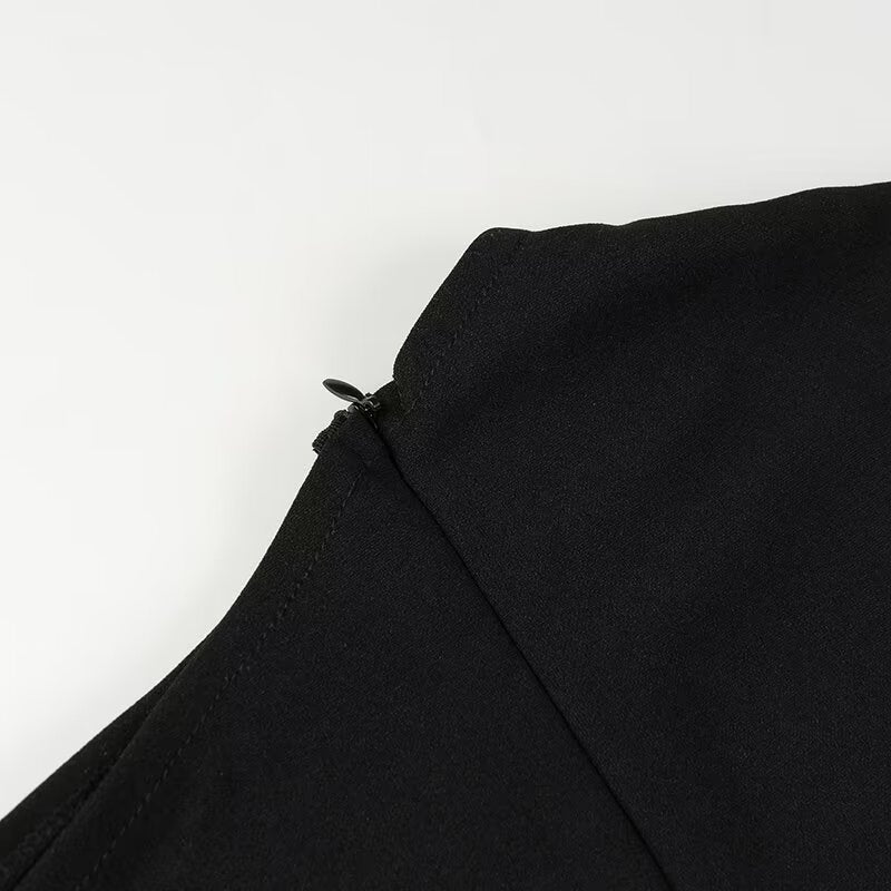 Elegant Black Dress with Zipper from Langry for Fashionable Spring Summer Women ملابس