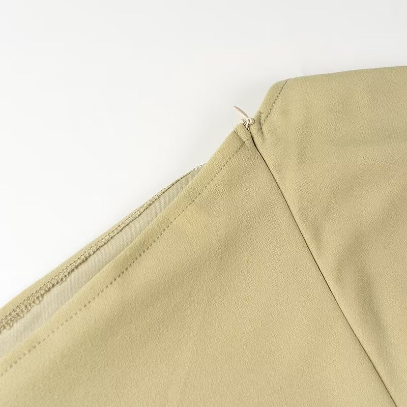 Beige fabric garment with zipper in Spring Summer Women Clothing Dress, elegant fashion ملابس