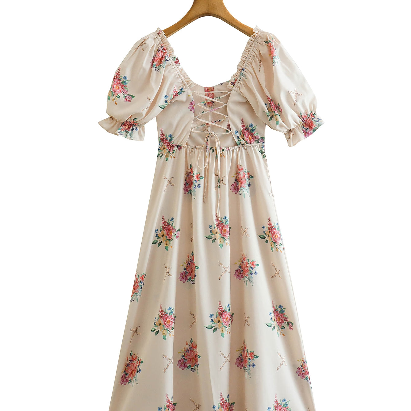 Summer Women Clothing Printed Back Lace Up Holiday Dress