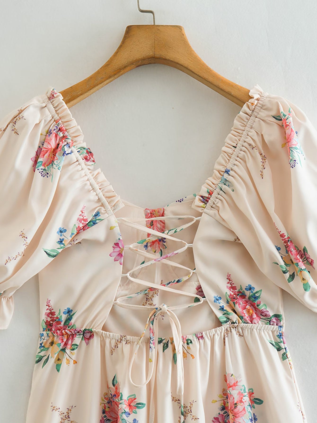 Summer Women Clothing Printed Back Lace Up Holiday Dress