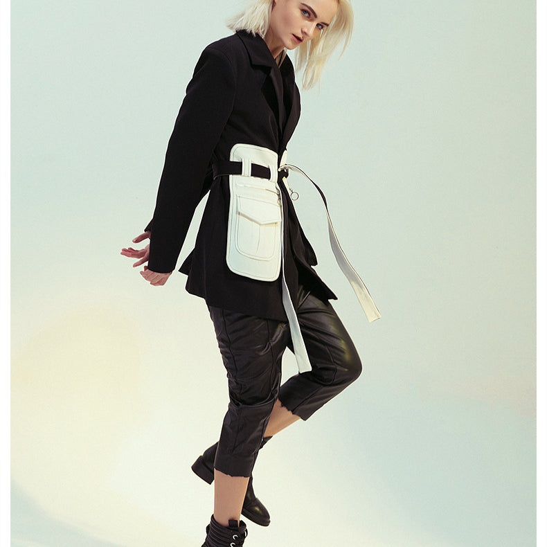 Elegant black white retro blazer featuring fashionable langry style and ملابس for women