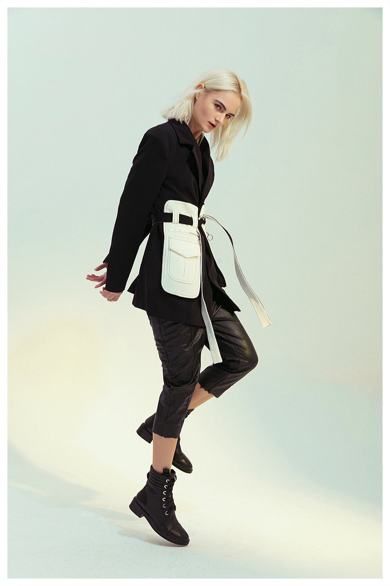 Elegant black white retro blazer featuring fashionable langry style and ملابس for women